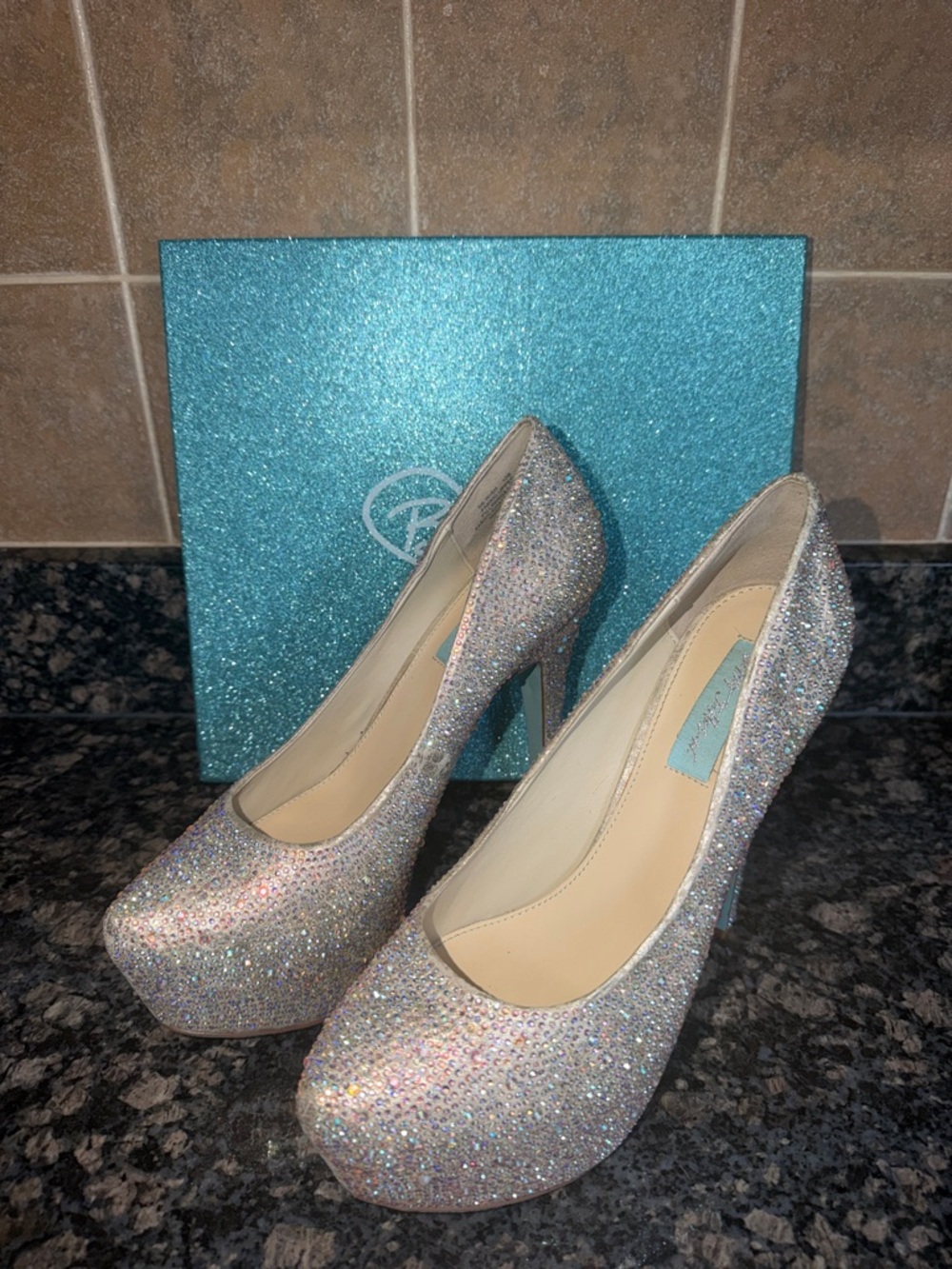 Vintage Betsey Johnson rhinestone platform pumps